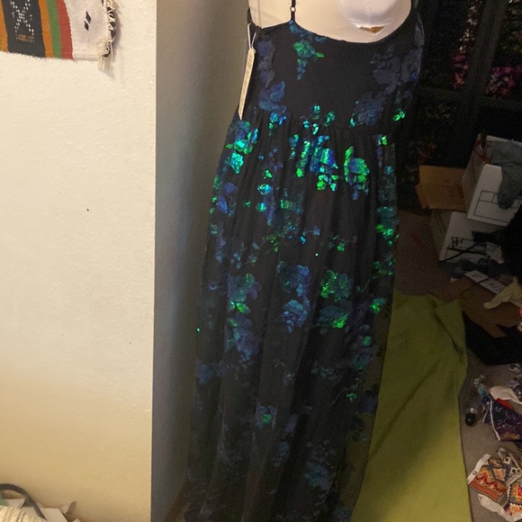 Floor length southern fried chics formal gown size Xl peacock blue green - Picture 11 of 11